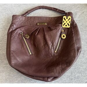 Joelle Hawkens Hobo Slouch Leather Handbag Plum Purple‎ Wrapped Handle Large New